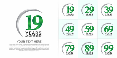 Set of Anniversary Logotype green color can be use for special day celebration