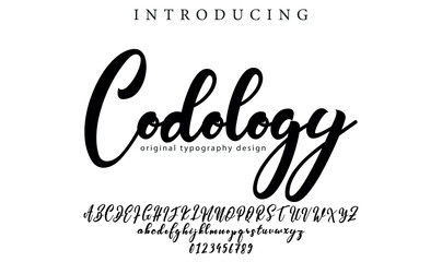 Codology Font Stylish brush painted an uppercase vector letters, alphabet, typeface