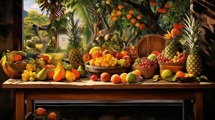 An exquisitely detailed tableau showcasing an array of succulent fruits, their vibrant hues and luscious textures inviting the viewer to indulge in their natural beauty.





 - Powered by Adobe