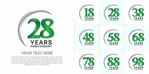 Set of Anniversary Logotype green color can be use for special day celebration