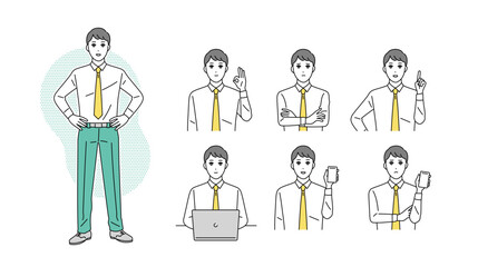 ビジネスパーソンの表情イラストセット