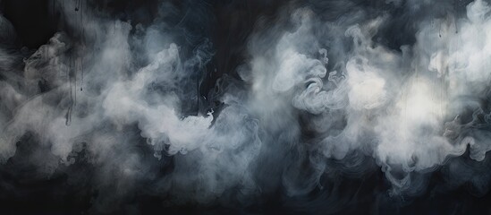 Smoke is swirling in the air on a black background - obrazy, fototapety, plakaty