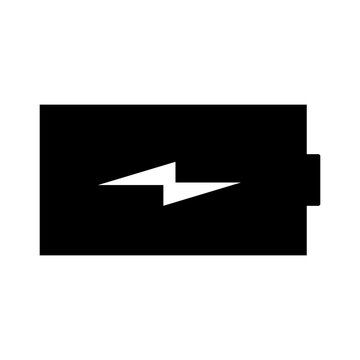 Ícone de Bateria preto com sinal de enérgia ou power, Battery Icon