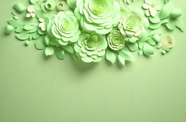 Flower green border background shadow 3d ornament wedding frame wallpaper