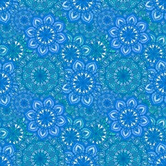 Fototapeta na wymiar Abstract geometric floral seamless mandala pattern for fabrics and linens and wrapping paper and fashion