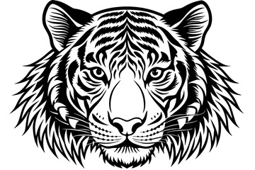 tiger head silhouette  vector art illustration