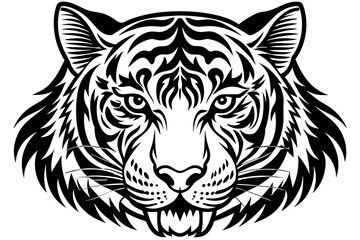 tiger head silhouette  vector art illustration