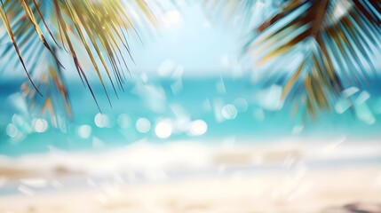 Fototapeta na wymiar Beautiful tropical beach with coconut palm tree. Holiday Vacation concept.