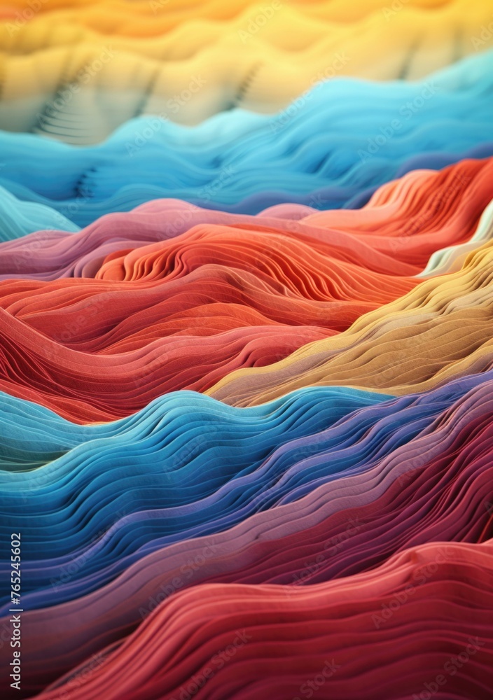 Poster a close up of a pile of colorful paper that is folded. generative ai.