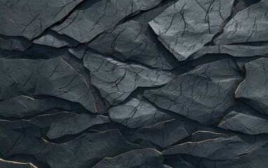 A close up of a black stone wall with some cracks. Generative AI. - obrazy, fototapety, plakaty