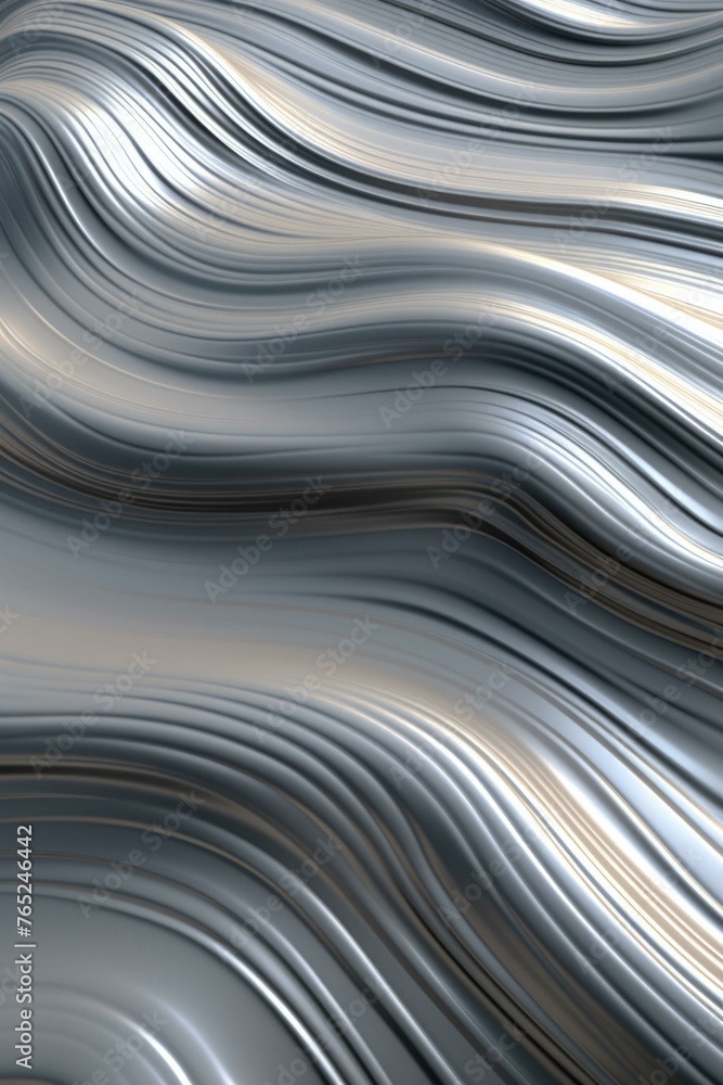 Poster a close up of a metallic surface with waves. generative ai.