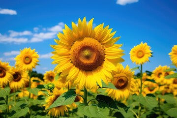 Fototapeta premium Landscape of the sunflower field