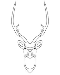 Vector illustration of reindeer face with front view. Animal cartoon on transparent background.