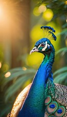 Captivating Bird of Paradise Peafowl Amidst the Verdant Jungle - obrazy, fototapety, plakaty