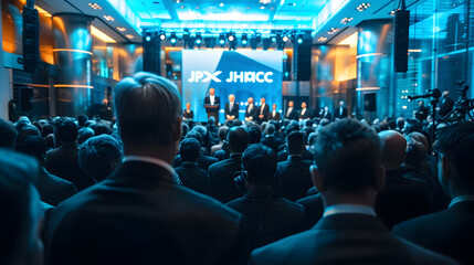 Eager Delegates During a Serious Discussion at JP Morgan Conference - obrazy, fototapety, plakaty