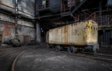 Old historic industrial abandoned coal mine in Silesia, Poland, Europe