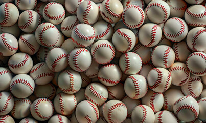 Baseballs grouped in a large pile