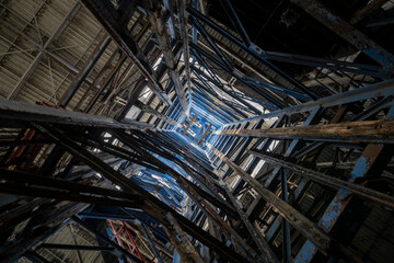 Old historic industrial abandoned coal mine in Silesia, Poland, Europe