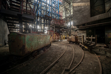 Fototapeta na wymiar Old historic industrial abandoned coal mine in Silesia, Poland, Europe
