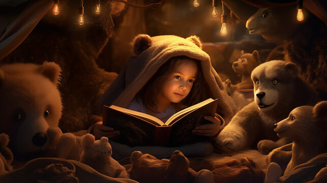 Child reading Bedtime Stories