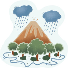 weather rainy in the volcano