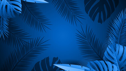 abstract tropical summer leaves collection blue background design