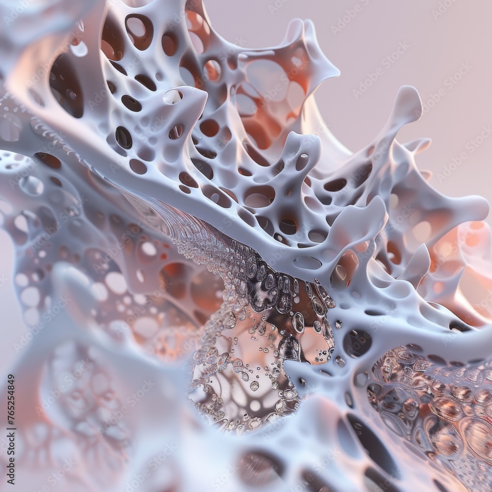 Aufkleber an abstract image resembling a delicate coral structure with intricate perforations and a soothing p