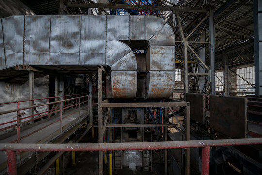 Old historic industrial abandoned coal mine in Silesia, Poland, Europe
