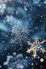 Fototapeta na wymiar Minimalist 3D Blender snowflakes, cool tones, winter vibe