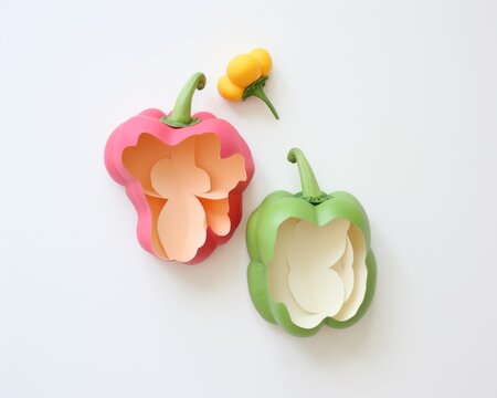 Minimalist bell peppers paper cut color spectrum paper cut paper art minimal cute
