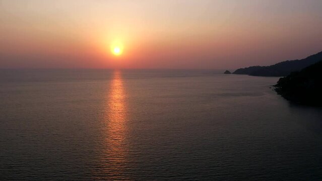 Evening Patong on Phuket island. Top view, aerial video filming.