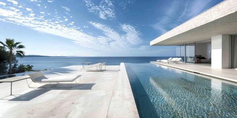 A spacious minimalistic and elegant design house made of white limestone with panoramic views of the Mediterranean Sea