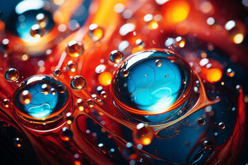 Water drops on a colorful background. Close-up. Macro.