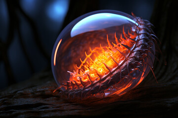 Magic crystal ball on the background of the forest. Fantasy concept.