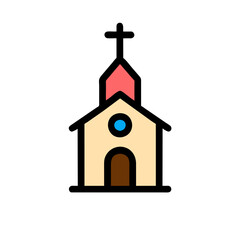 Colorful Church logo. Religion, faith, belief icon and symbol. Vector illustration