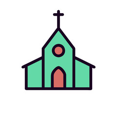 Colorful Church logo. Religion, faith, belief icon and symbol. Vector illustration