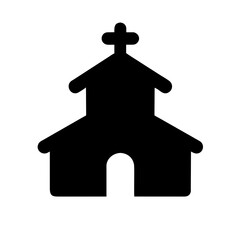 Black Church building Premium icon. Christian religion.