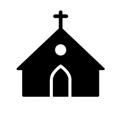 Black Church building Premium icon. Christian religion.