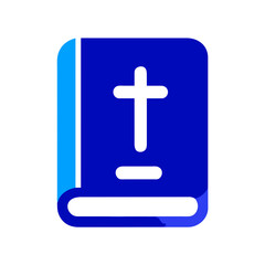 Obraz premium Gradient Bible holy book with cross and ribbon flat vector icon illustration