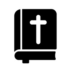 Obraz premium Bible holy book with cross and ribbon flat vector icon illustration