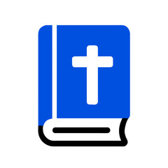 Fototapeta premium Gradient Bible holy book with cross and ribbon flat vector icon illustration