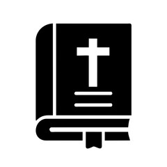 Obraz premium Bible holy book with cross and ribbon flat vector icon illustration