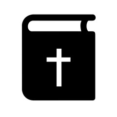 Bible holy book with cross and ribbon flat vector icon illustration