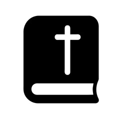 Bible holy book with cross and ribbon flat vector icon illustration