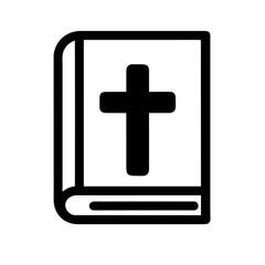 Bible holy book with cross and ribbon flat vector icon illustration