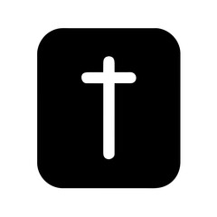 Obraz premium Bible holy book with cross and ribbon flat vector icon illustration