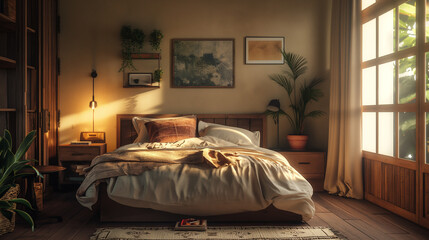 Authentic room, somewhat messy, Latin American or Caribbean style. Natural light.