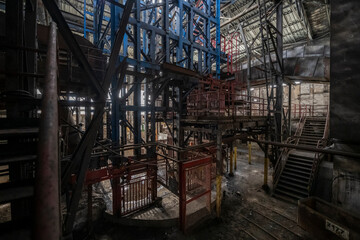Old historic industrial abandoned coal mine in Silesia, Poland, Europe