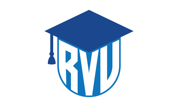 RVV initial letter academic logo design vector template. school college logo, university logo, graduation cap logo, institute logo, educational logo, library logo, teaching logo, book shop, varsity