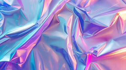 Holographic iridescent satin foil background puple and blue with triangle, Abstract background. Generative AI